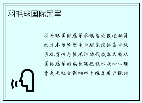 羽毛球国际冠军