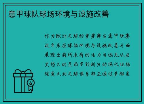 意甲球队球场环境与设施改善